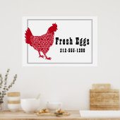 Poster Panneau OEufs frais de poulet rouge (Cuisine)
