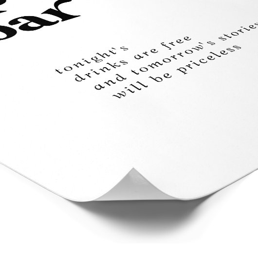 Poster Panneau Open Bar de la Typographie Noire moderne (Coin)