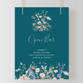 Poster Panneau Open Bar du Mariage vert du Fleur sauvage