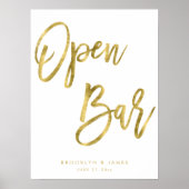 Poster Panneau Open Bar Gold Et Blanc 18x24 (Devant)