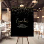 Poster Panneau Open Bar Mariage Gold Confetti<br><div class="desc">Cette enseigne mariage de bar ouvert en or confetti est parfaite pour un mariage rustique. Le design simple et élégant présente des confettis dorés brillants associés à une typographie stylisée.</div>