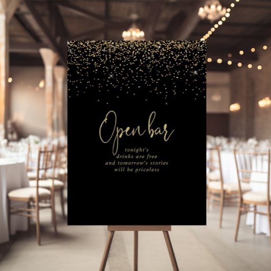Poster Panneau Open Bar Mariage Gold Confetti