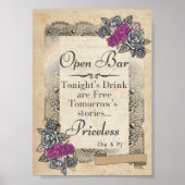 Poster Panneau Open Bar Mariage rustique (Devant)