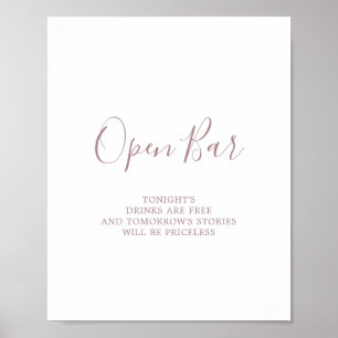 Poster Panneau Open Bar Rose minimaliste