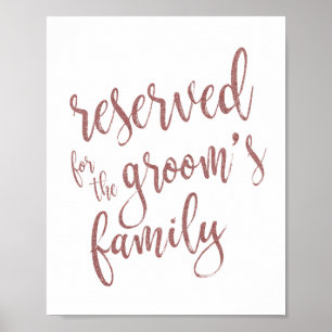 Poster Panneau Pailleté Rose Gold Réservé à la Famille du