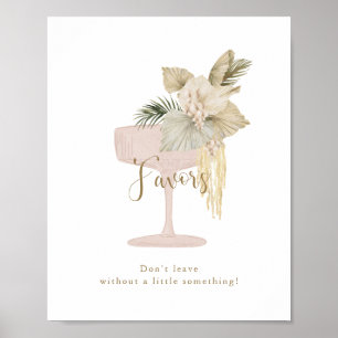 Poster Panneau Palmes et Prosecco douche nuptiale Faveurs
