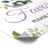 Poster Panneau Panda Purple Floral Vert Bambou Faveurs (Coin)