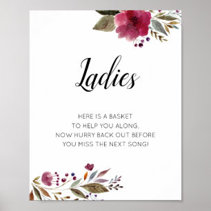 Poster Panneau panier salle de bain pour dames bordeaux f