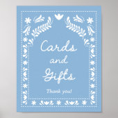 Poster Panneau Papier bleu Picado Cartes et Cadeaux (Devant)