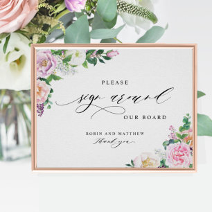 Poster Panneau Pastel Floral Invités "Sign Around"