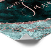 Poster Panneau Peacock Green & Rose Gold Foil Favoriser T (Coin)