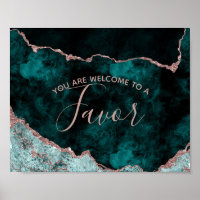 Panneau Peacock Green & Rose Gold Foil Favoriser T