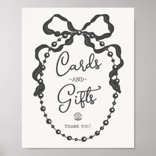 Poster Panneau Pearles Black Coquette Cartes et cadeaux