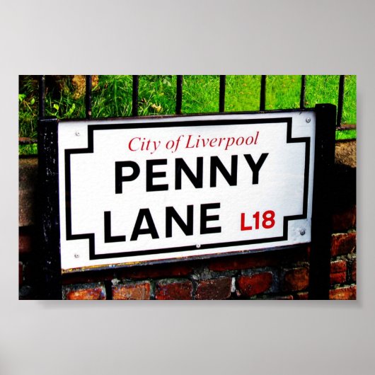 Poster Panneau Penny Lane, Ville de Liverpool, Angleterre (Devant)