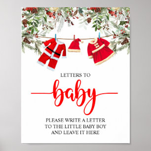 Poster Panneau père Noël Lettres Baby showers de Noël à b
