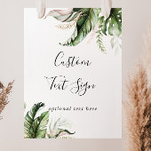 Poster Panneau personnalisé à texte en feuillage tropical