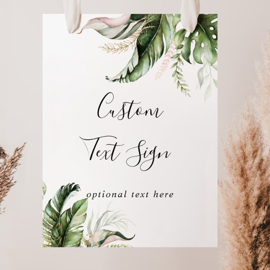 Poster Panneau personnalisé à texte en or avec feuillage 