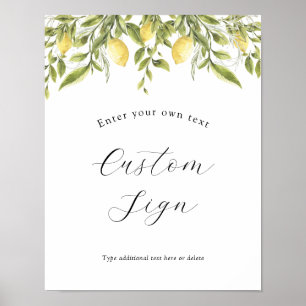 Poster Panneau personnalisé avec texte Branche de citron