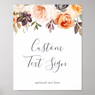 Poster Panneau personnalisé avec texte de Rustic Earth Fl