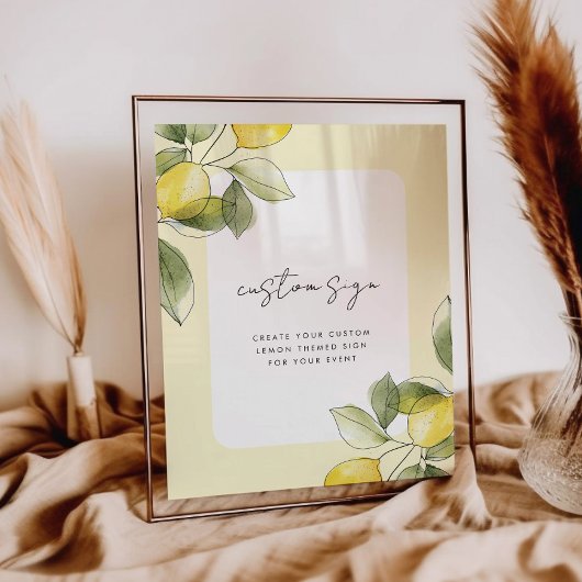 Poster Panneau personnalisé Baby shower citron