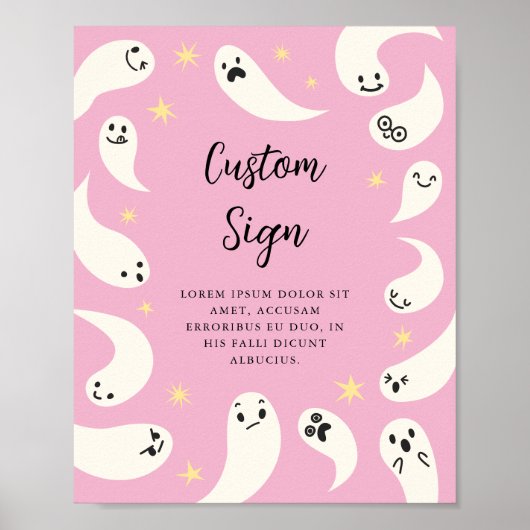 Poster Panneau personnalisé Baby shower fantôme rose (Devant)