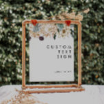 Poster Panneau personnalisé Cartes et cadeaux floraux bla<br><div class="desc">Nous avons conçu cette carte florale blanche et des cadeaux Panneau personnalisé pour compléter votre mariage tropical foncé rustique. Avec son aquarelle bohème verdoyante et ses fleurs d'hiver boho modernes, dont la protéa, la dahlia et le lotus séché, le design est sûr de mettre en valeur votre moody, minimaliste vert...</div>