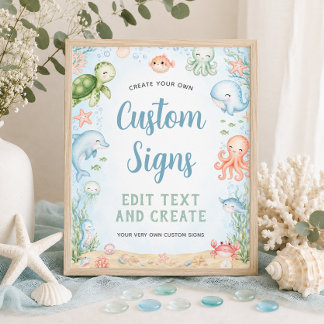 Poster Panneau personnalisé de 8x10 pour Baby Shower Ocea