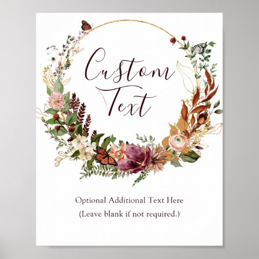 Poster Panneau personnalisé de fleurs et de verdure rusti (Devant)