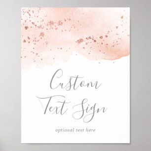 Poster Panneau personnalisé en aquarelle rose doré avec t