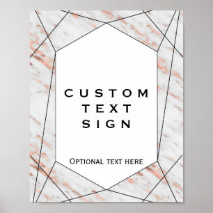 Poster Panneau personnalisé Marbre géométrique or rose