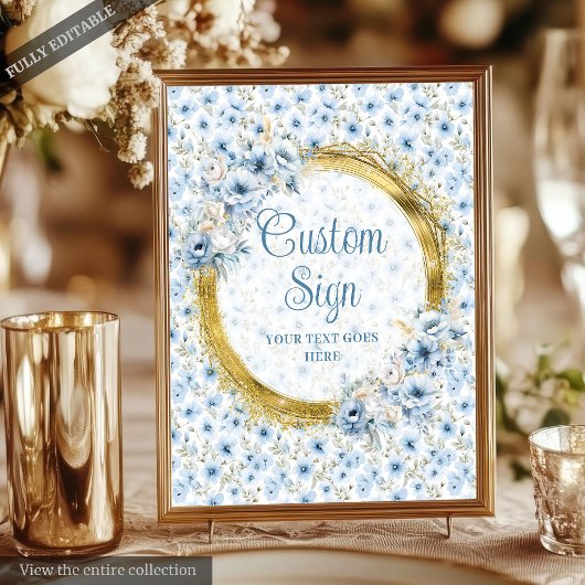 Poster Panneau personnalisé Mariage bleu clair Boho roman