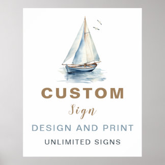 Poster Panneau personnalisé nautique - Bleu