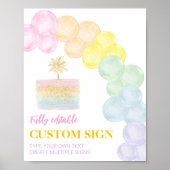 Poster Panneau personnalisé Pastel Rainbow Balloon Annive (Devant)