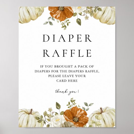 Poster Panneau Petit Baby shower Citrouille Dipaer Raffle (Devant)