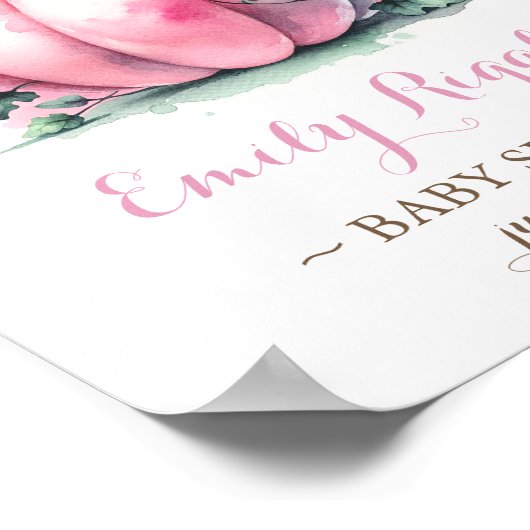 Poster Panneau petit Baby shower Citrouille - Rose (Coin)