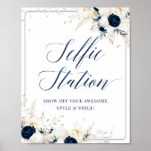 Poster Panneau photo Elégant Fête des mariées Florale Ble (Devant)