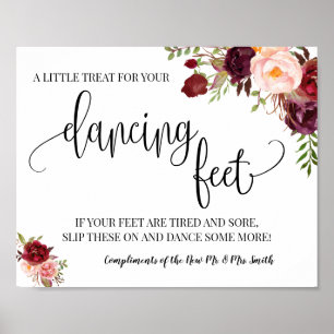 Poster Panneau pieds dansants tongs mariage marsala