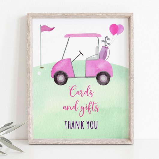 Poster Panneau Pink Golf Cartes et cadeaux d'anniversaire