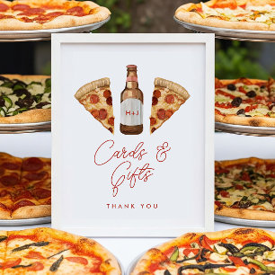 Poster Panneau Pizza & Beer Couples Cartes de Douche & Ca
