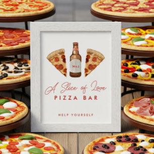 Poster Panneau Pizza & Beer Couples Douche Pizza Bar