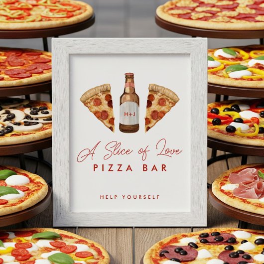Poster Panneau Pizza & Beer Couples Douche Pizza Bar