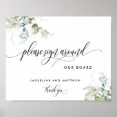 Poster Panneau "Please Sign Around", Élégant panneau vert (Devant)