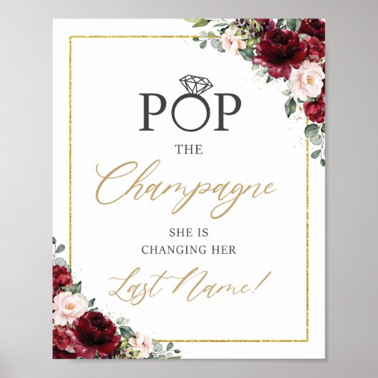 Poster Panneau Pop the Champagne Fleurs Rose Pâle Bourgog (Devant)