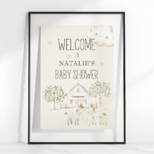 Poster Panneau pour Baby Shower : Les Amis de la Prairie,