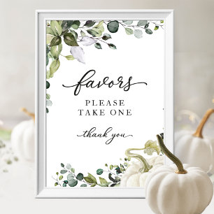 Poster Panneau pour les Faveurs de Baby Shower Greenery F