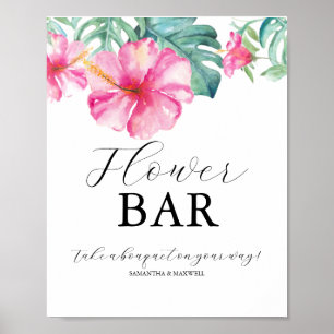 Poster Panneau pour un bar à fleurs pour une baby shower