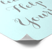 Poster Panneau Prière de vous servir Rose Aquarelle Bleu (Coin)