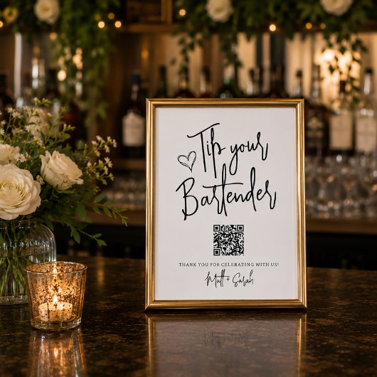 Poster Panneau QR Code pour Pourboire votre Barman