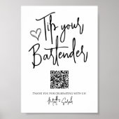 Poster Panneau QR Code pour Pourboire votre Barman (Devant)