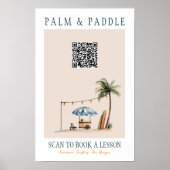 Poster Panneau QR de leçon de surf à l'aquarelle (Devant)
